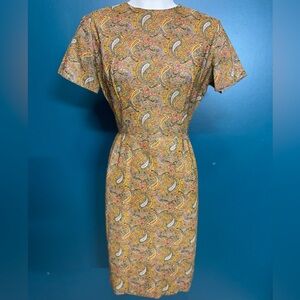 VINTAGE Handmade Gold Glitter Paisley Dress